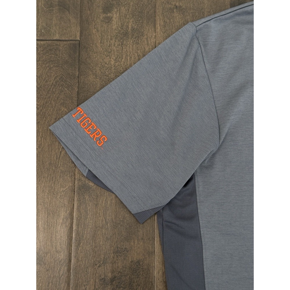Champion Clemson Tigers Football Mens Short Sleeve Grey Polo Shirt Size 2XL Logo - Picture 3 of 7